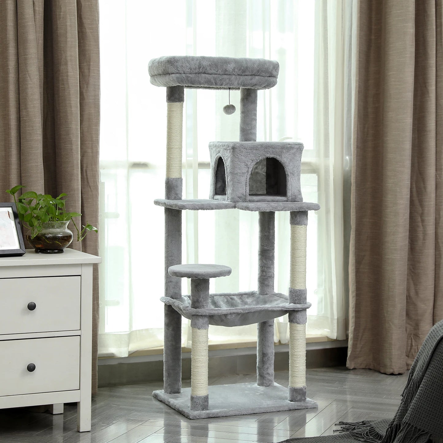 Cat Tree House Condo Cat’s Activity Center with Double Condo Indoor Soft Perch Fully Wrapped Scratching Sisal Post rascador gato