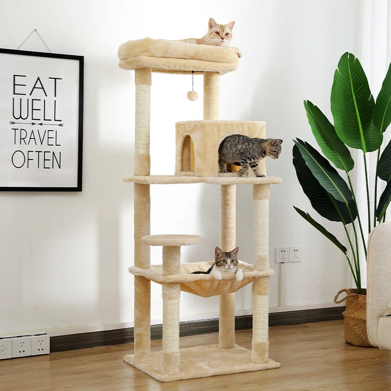 Cat Tree House Condo Cat’s Activity Center with Double Condo Indoor Soft Perch Fully Wrapped Scratching Sisal Post rascador gato