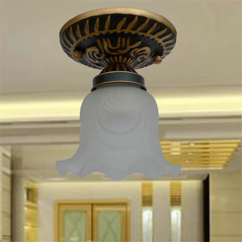 American Style Glass Shade Vintage Celing Lamp Fixture 1 Lights for Kitchen Island Dining Room or Living Room Ceiling Lights