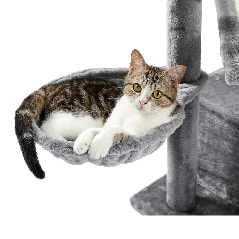 Cat Tree Tower Cat Scraper with Hammock Cat Scratcher with Sisal Scratching Post Furniture Climbing Frame Condo Top Soft Perch