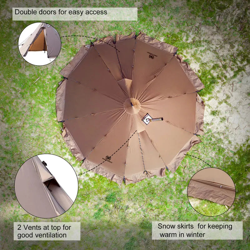OneTigris Rock Fortress Hot Tent 4-6person Teepee Tent for Adventurers Hiking Camping 4 Season Wood stove Tent