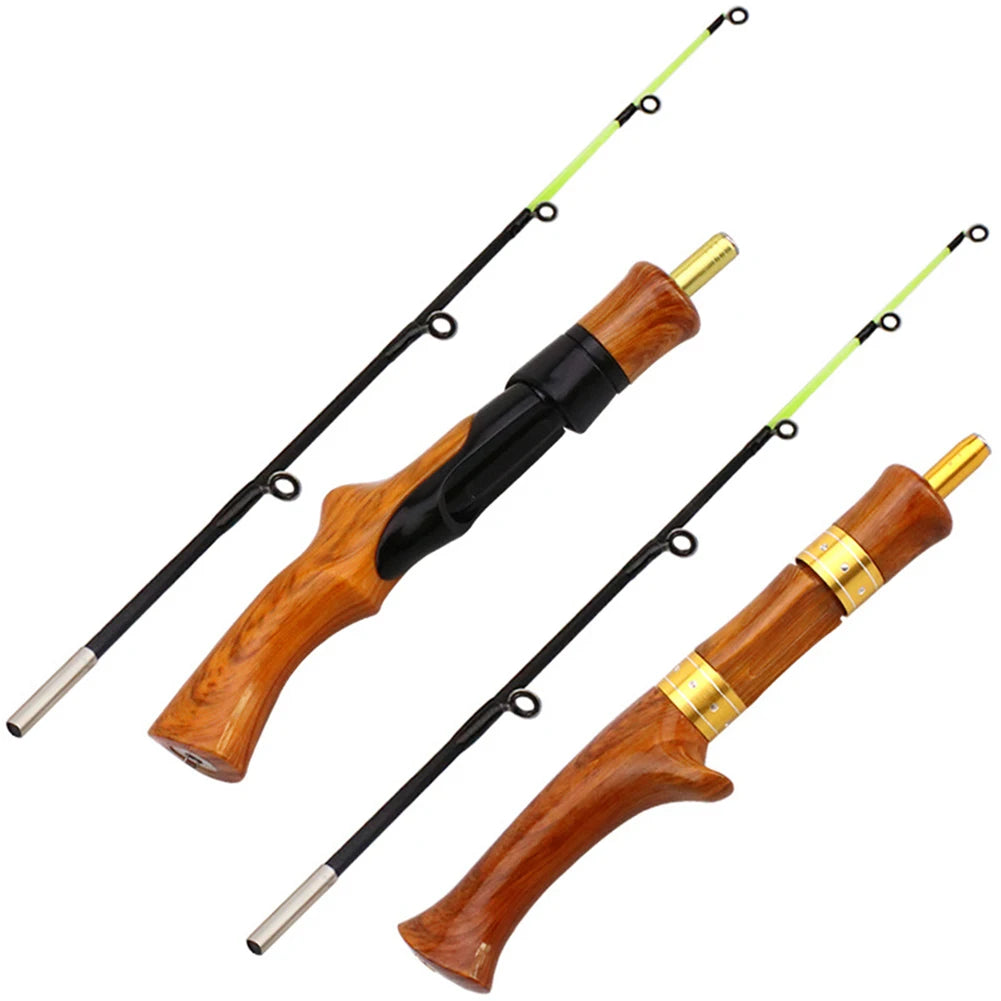 62cm Ice Fishing Rod Portable Carbon Wooden Handle River Shrimp Carp Fishing Pole Winter Fish Tackle Pesca for Dropshipping