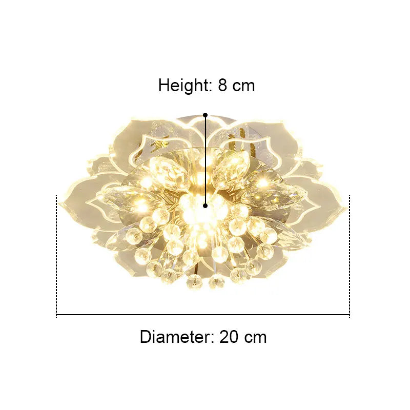 20cm LED Crystal Ceiling Light Modern Flower Shape Ceiling Lamp Hallway Living Room Lamp Bedroom Kitchen Corridors Aisle Light