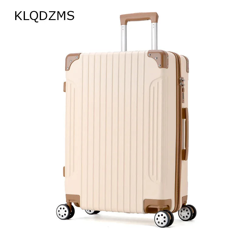 KLQDZMS 20’’22’’24’’26 Inch ABS Women's Personalized Trolley Luggage Bag Fashion Wheeled Suitcase Set Trolley College Style Hot