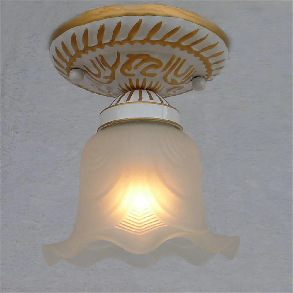 American Style Glass Shade Vintage Celing Lamp Fixture 1 Lights for Kitchen Island Dining Room or Living Room Ceiling Lights