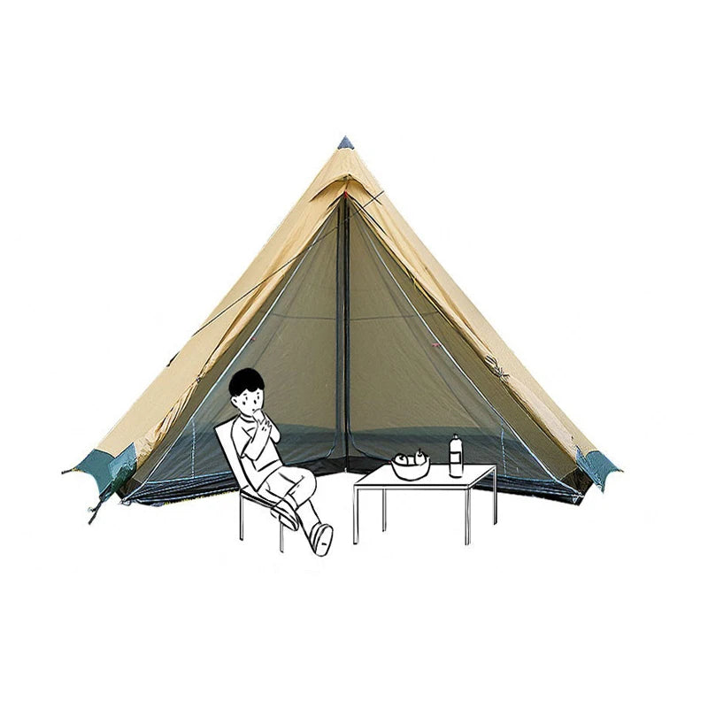 3F UL GEAR Pyramid Tipi Tent Outdoor Camipng 4-6 Persons Large Tent 40D/210T Windproof Tent 3 Season With Snow Skirt