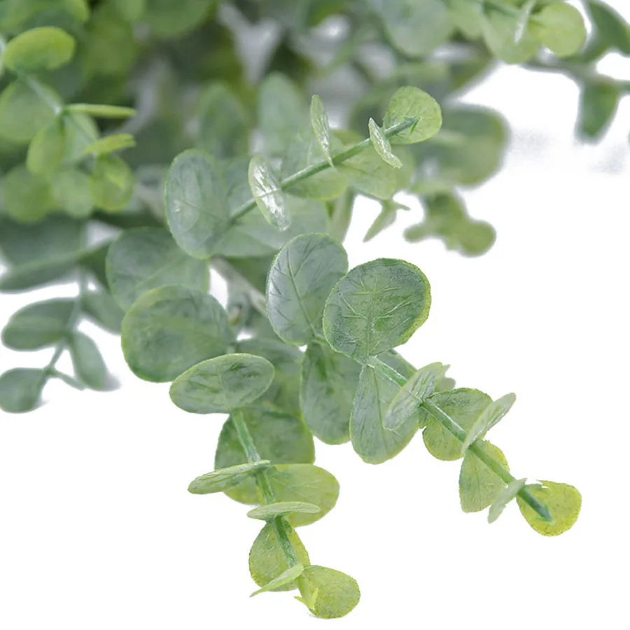 Artificial Plastic Plants Leaves Tree Green Eucalyptus Branch For Garden Wedding Decoration Faux Fake Christmas Foliage Decor