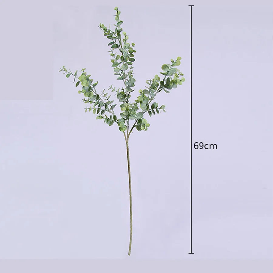 Artificial Plastic Plants Leaves Tree Green Eucalyptus Branch For Garden Wedding Decoration Faux Fake Christmas Foliage Decor