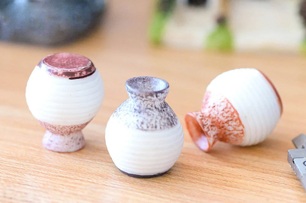 Mini Resin Flower Vase Miniature Garden Ornament Kit Diy Fairy Garden Dollhouse Decoration Accessories Fine Mouth Vase Home