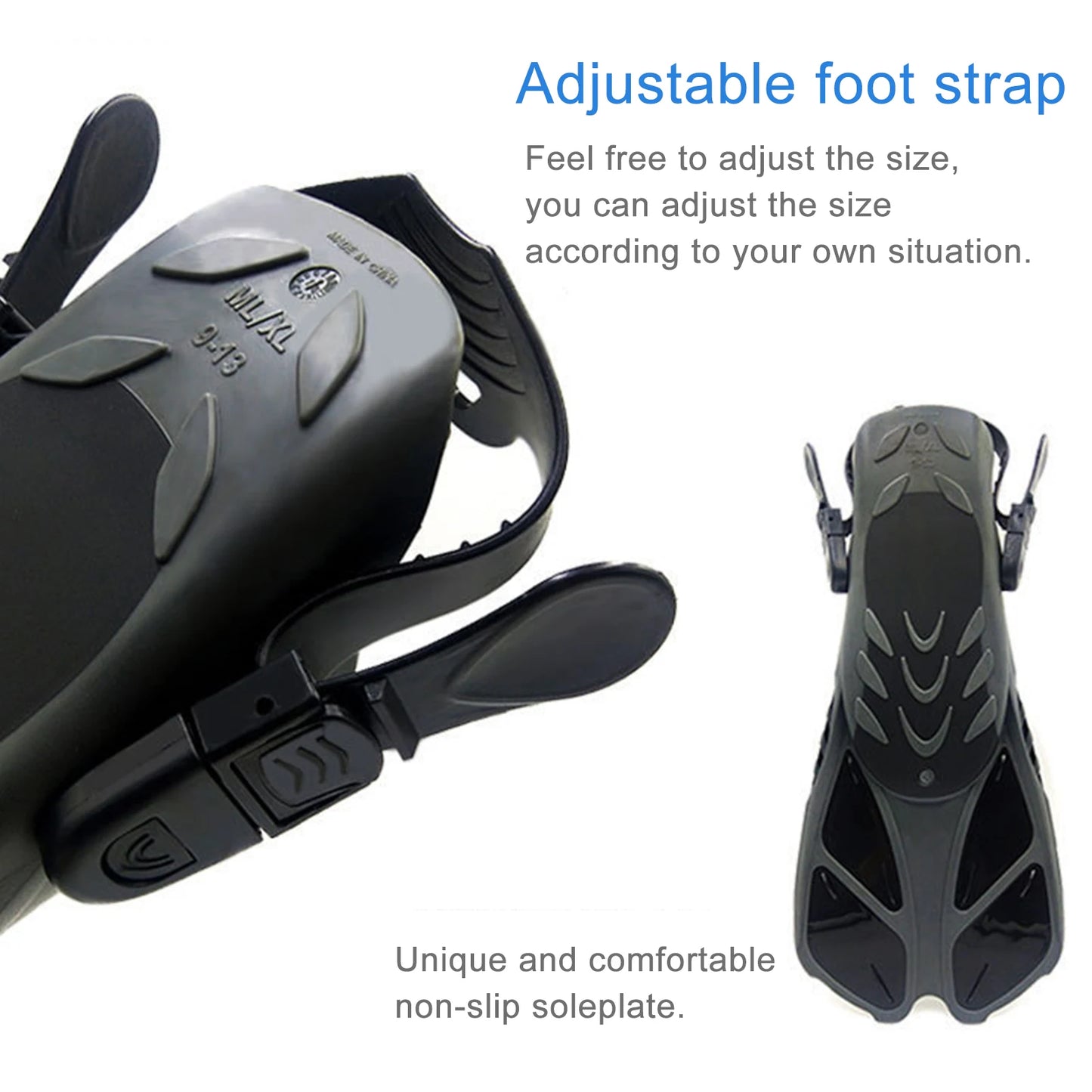 1 Pair Of Flippers Short Adjustable Shoelace Swim Fins Outdoor Travel Fins For Snorkeling Wear-resistant Non-slip Swimming Aid