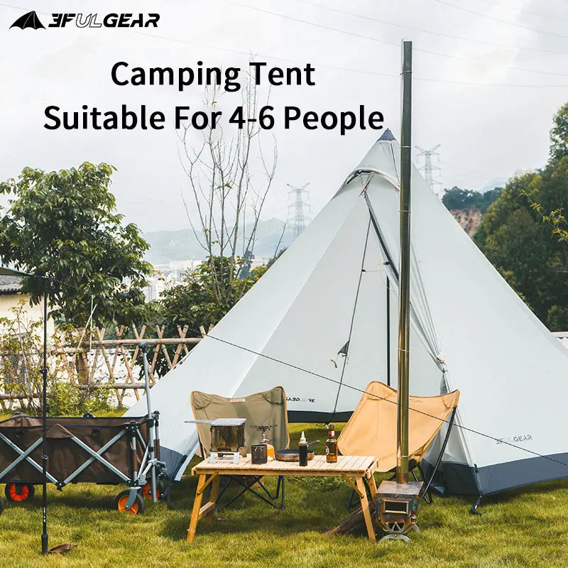3F UL GEAR Pyramid Tipi Tent Outdoor Camipng 4-6 Persons Large Tent 40D/210T Windproof Tent 3 Season With Snow Skirt