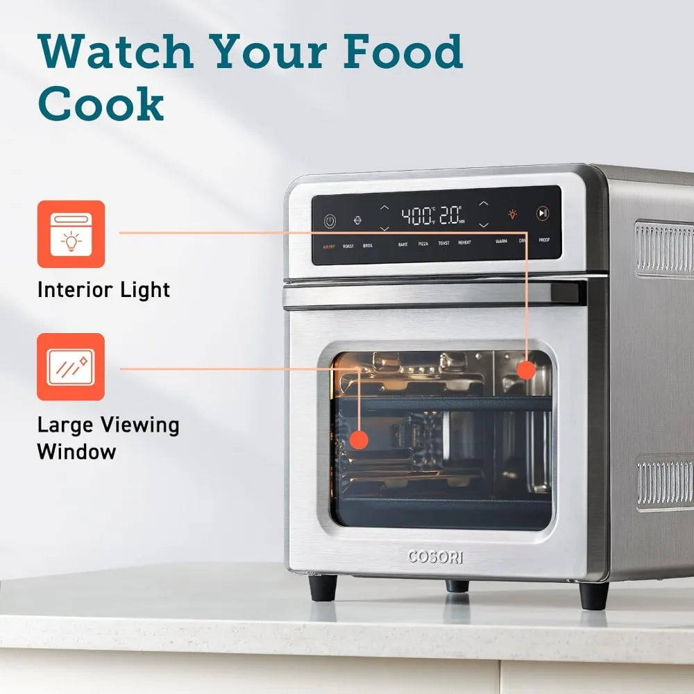 Air Fryer Toaster Oven, 13 Qt Airfryer Fits 8" Pizza, 11-in-1 Functions with Rotisserie, Dehydrate, Dual Heating Elements