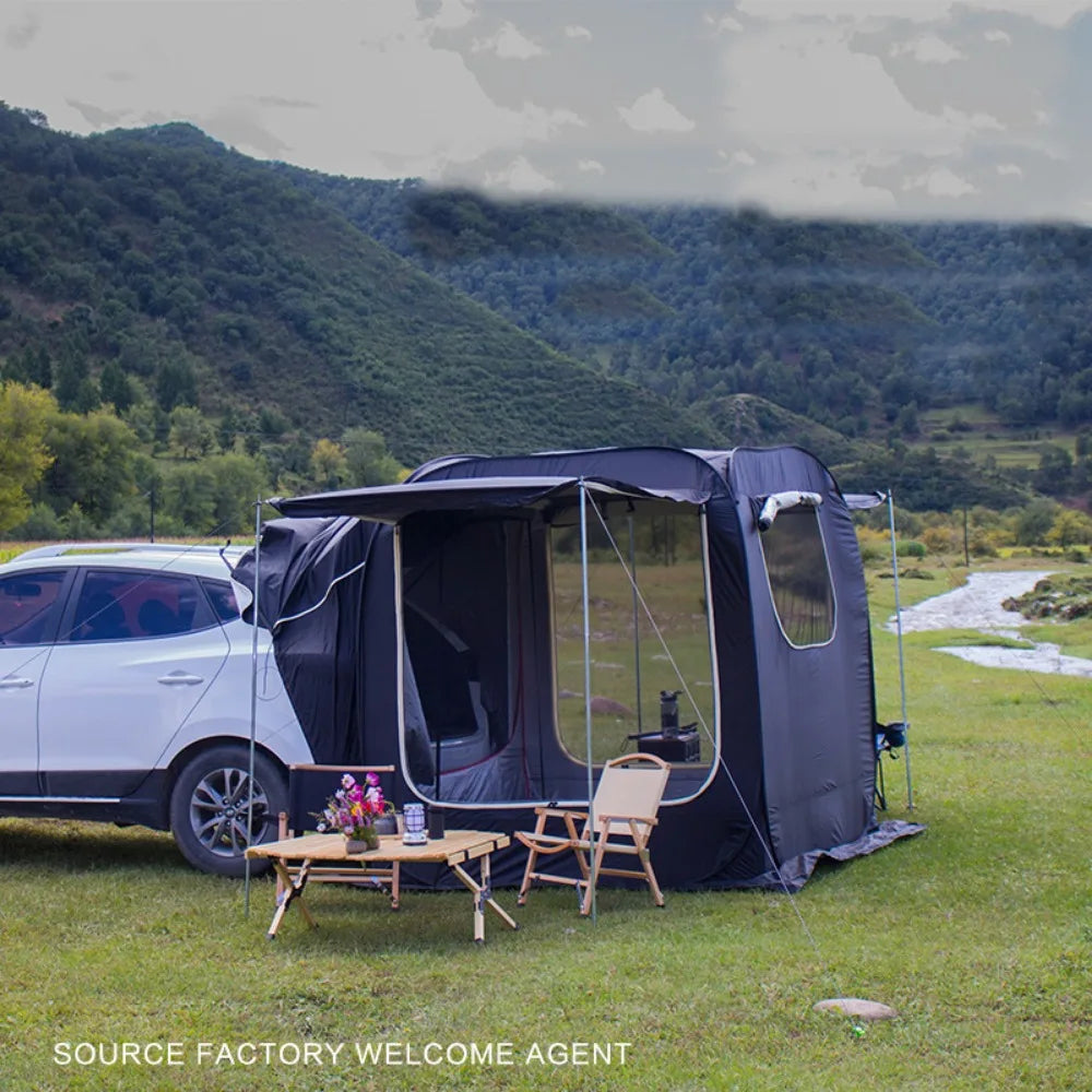 Car Rear Extended Tent Outdoor Camping Travel Waterproof Large Auto Tent Popup Mosquito Field Shelter Glamping Luxury Tourist
