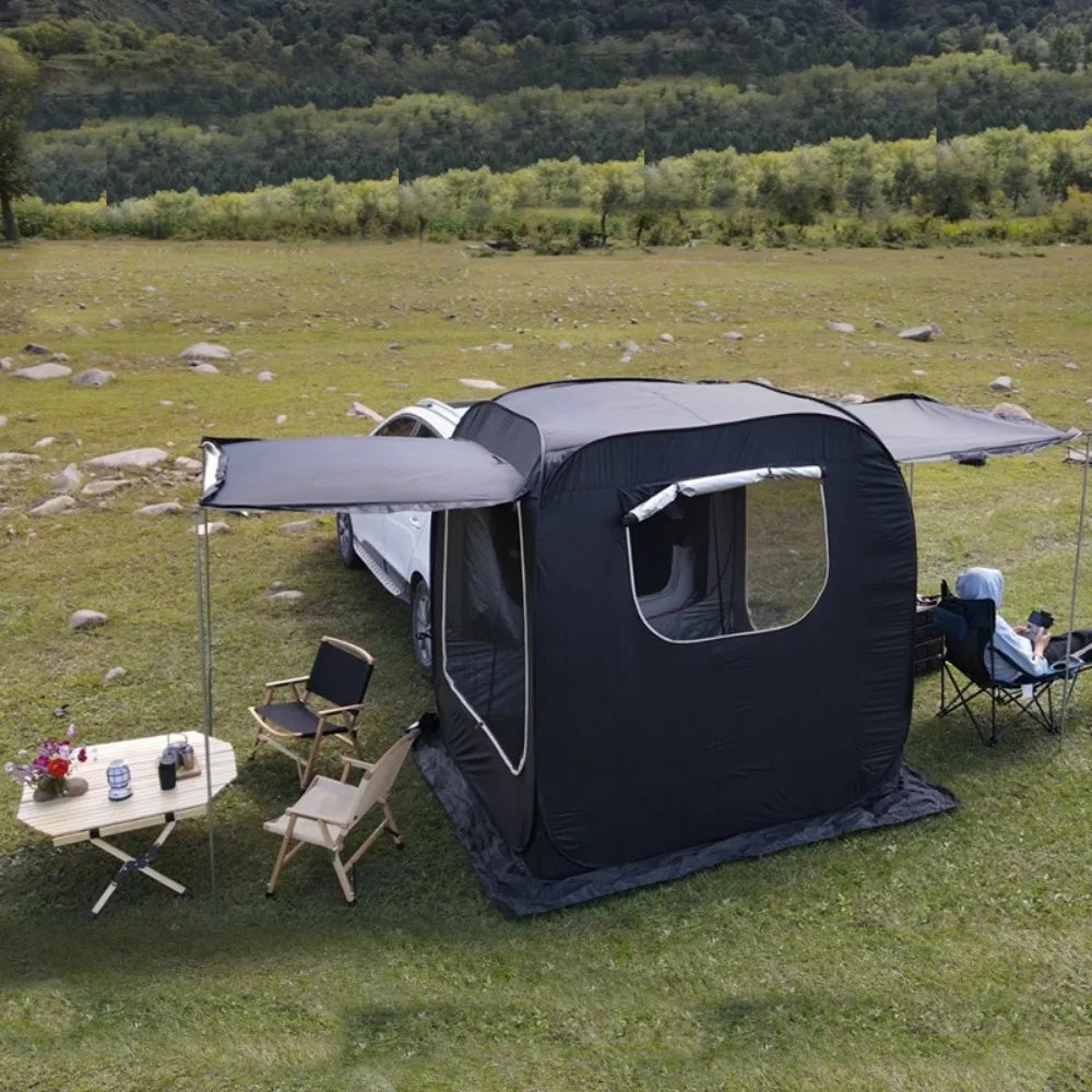 Car Rear Extended Tent Outdoor Camping Travel Waterproof Large Auto Tent Popup Mosquito Field Shelter Glamping Luxury Tourist