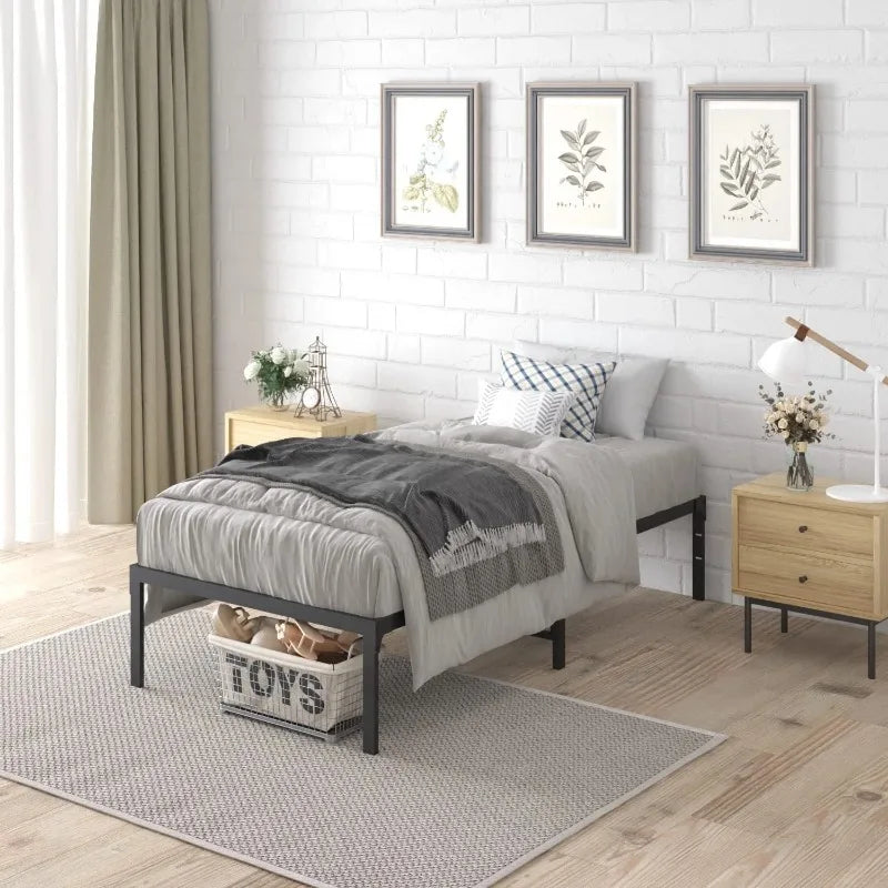 Vebreda Twin Bed Frame, 14 Inch Metal Platform Bed Frame with Heavy Duty Steel Slats, Bedframe Bedroom Furniture