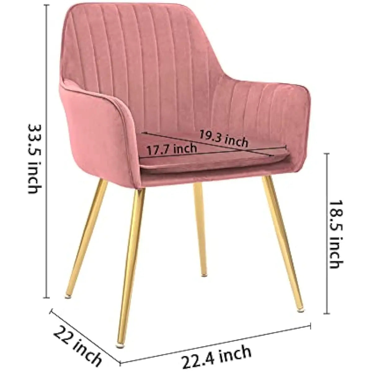 Furniture Modern Living Dining Room Accent Arm Chairs Club Guest with Gold Metal Legs, Set of 2, Pink