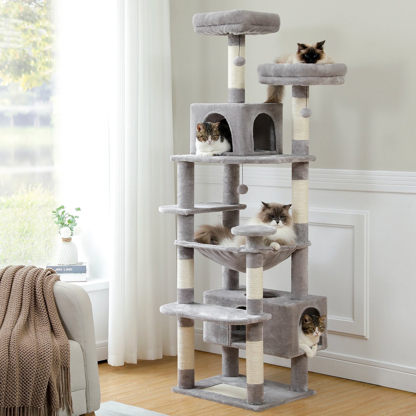 Free Shipping Multi-Level Cat Tree Cat Tower with Scratching Post Condo Cat Accessories Cat Scratcher rascadores de gato Cat Toy