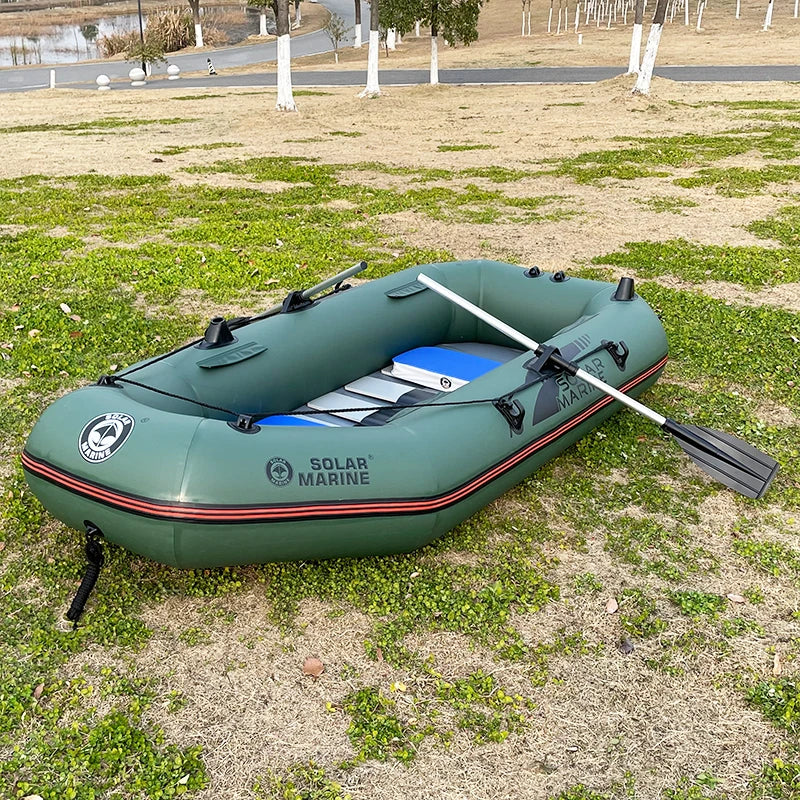 Solar Marine 3 Person Rowing Boats 2.6M Inflatable Fishing Kayak Wooden Floor Yacht Dinghy Canoe with Accessories on Sales