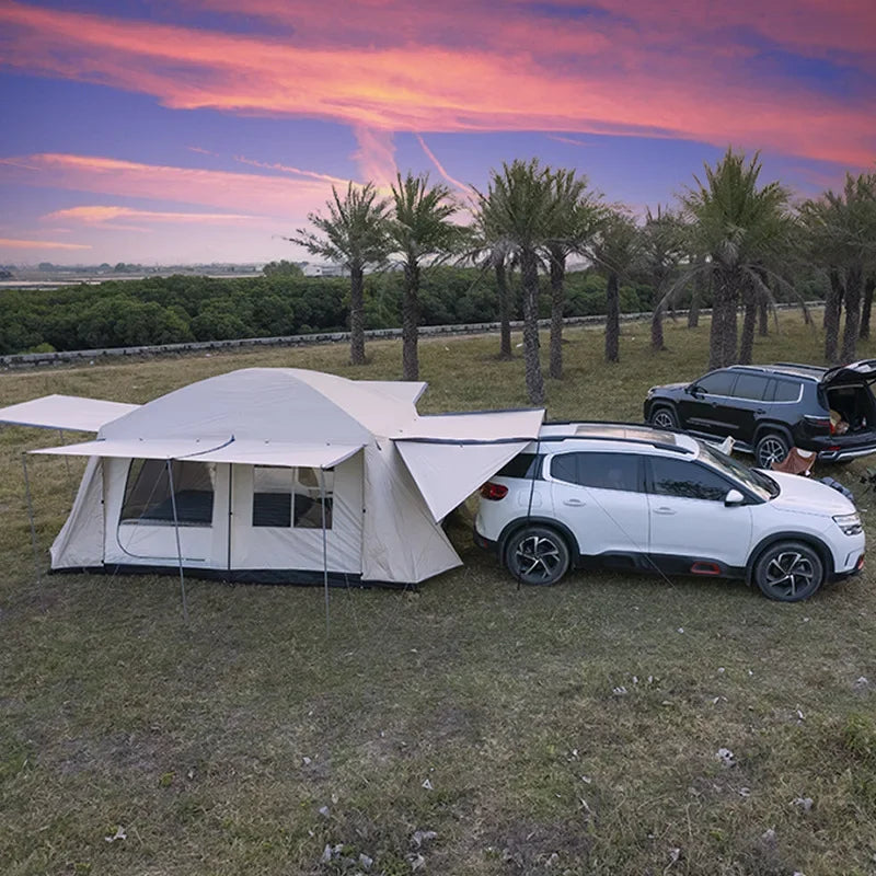Camping Tent Village 13㎡ Large Area family Quick Build Automatic Tent with Sun Shelter Two Bedrooms One Living