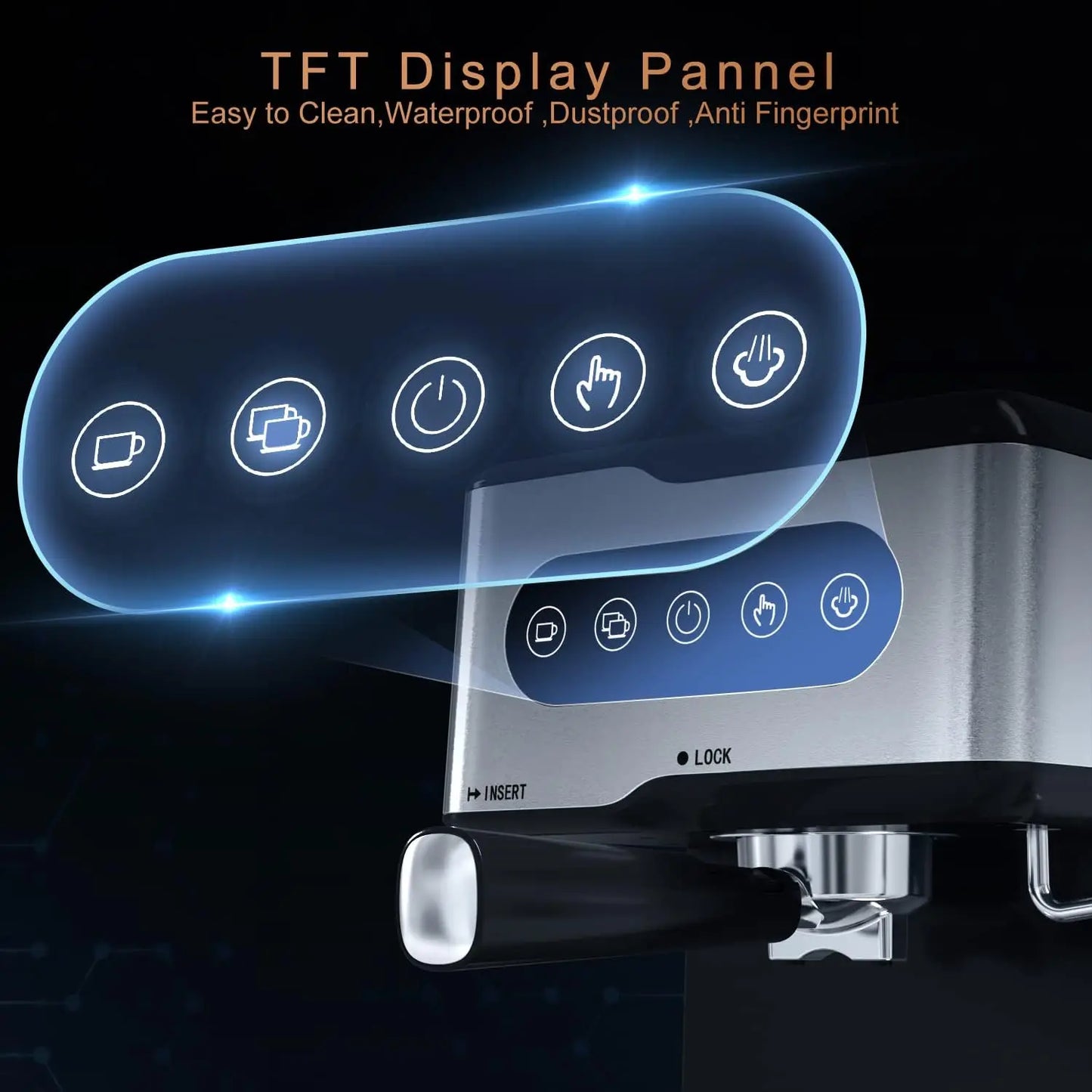 Espresso Machine 20 Bar Espresso Coffee Maker Cappuccino Machine with Milk Frother, Coffee Machine with Digital Touch