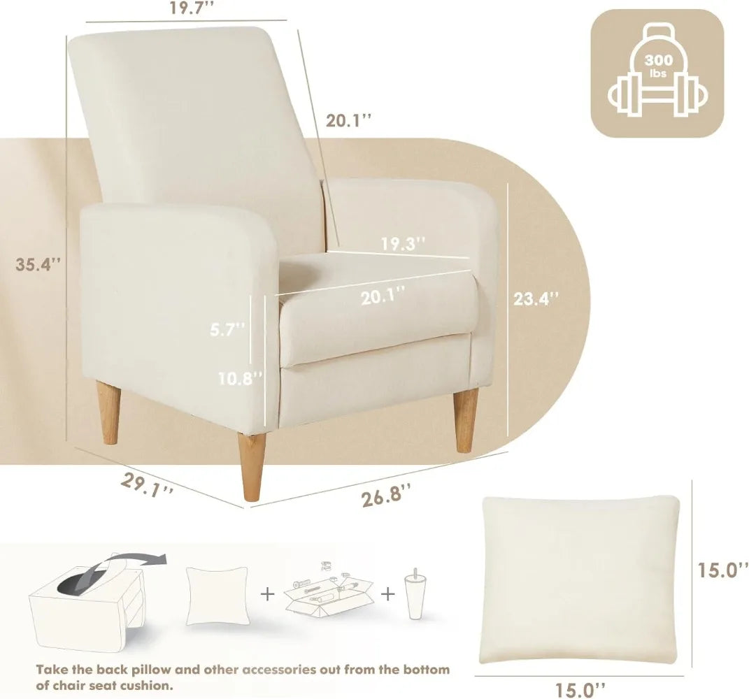 COLAMY Modern Upholstered Accent Chair Armchair with Pillow, Fabric Reading Living Room Side Chair,Single Sofa w