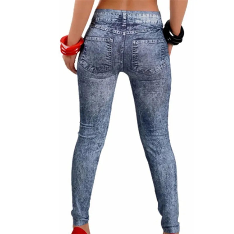 Hot Style Women Fashion Stretch Plus Jeans Lady's Denim Faux Jean Pants Sexy Leggings
