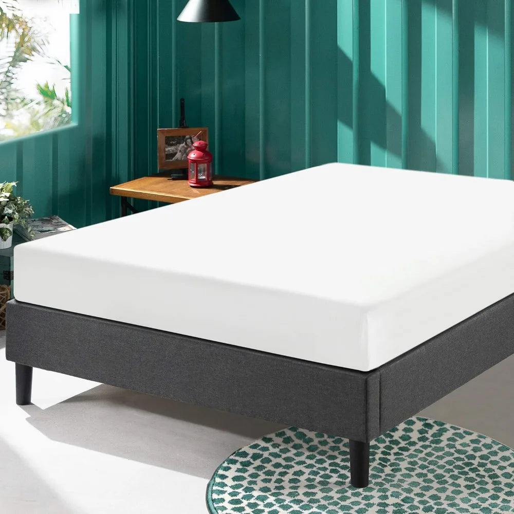 Upholstered Platform Bed Frame Mattress Foundation Wood Slat Support No Box Spring Needed Easy Assembly, Grey