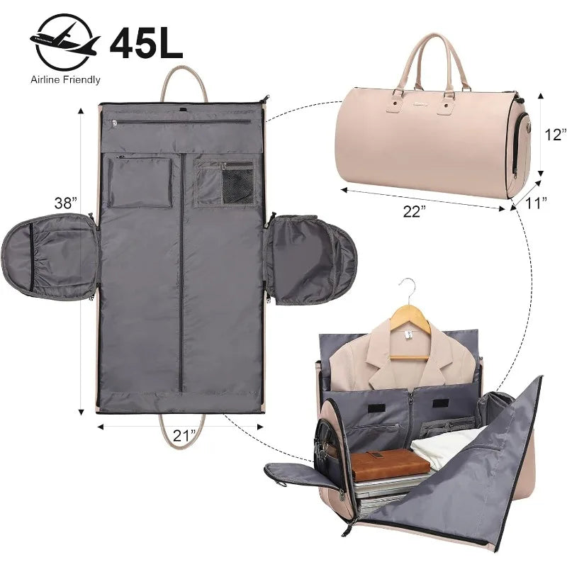 Bags for Travel,Carry on Garment Bags for Hanging Clothes 2 in 1 Suit Bag for Men Travel Garment Duffel Bag for Women,Pink