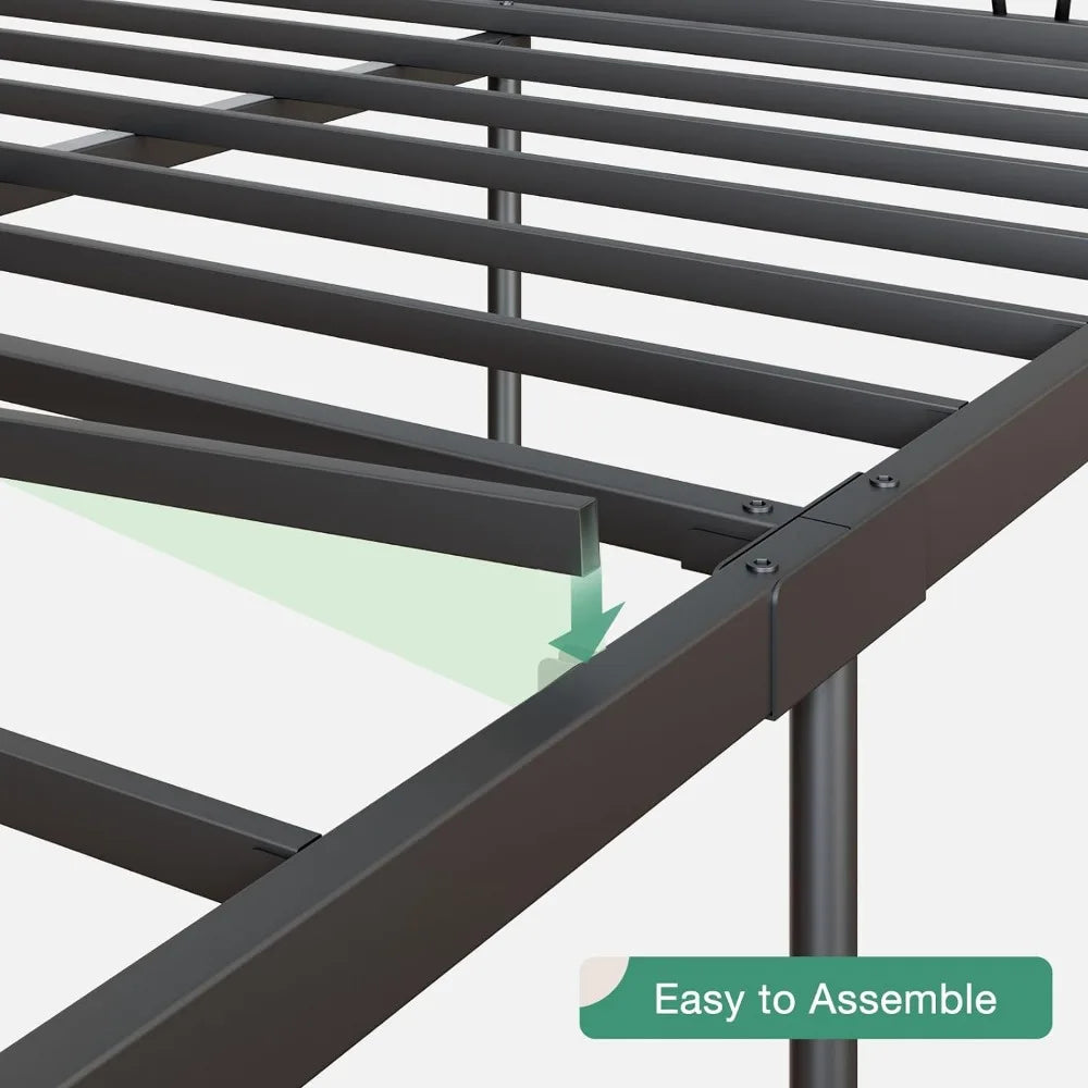 Full Size Bed Frame with Headboard and Footboard,14 Inch Metal Platform ,Under Bed Storage,Strong Metal Slats Support,Bed Frame