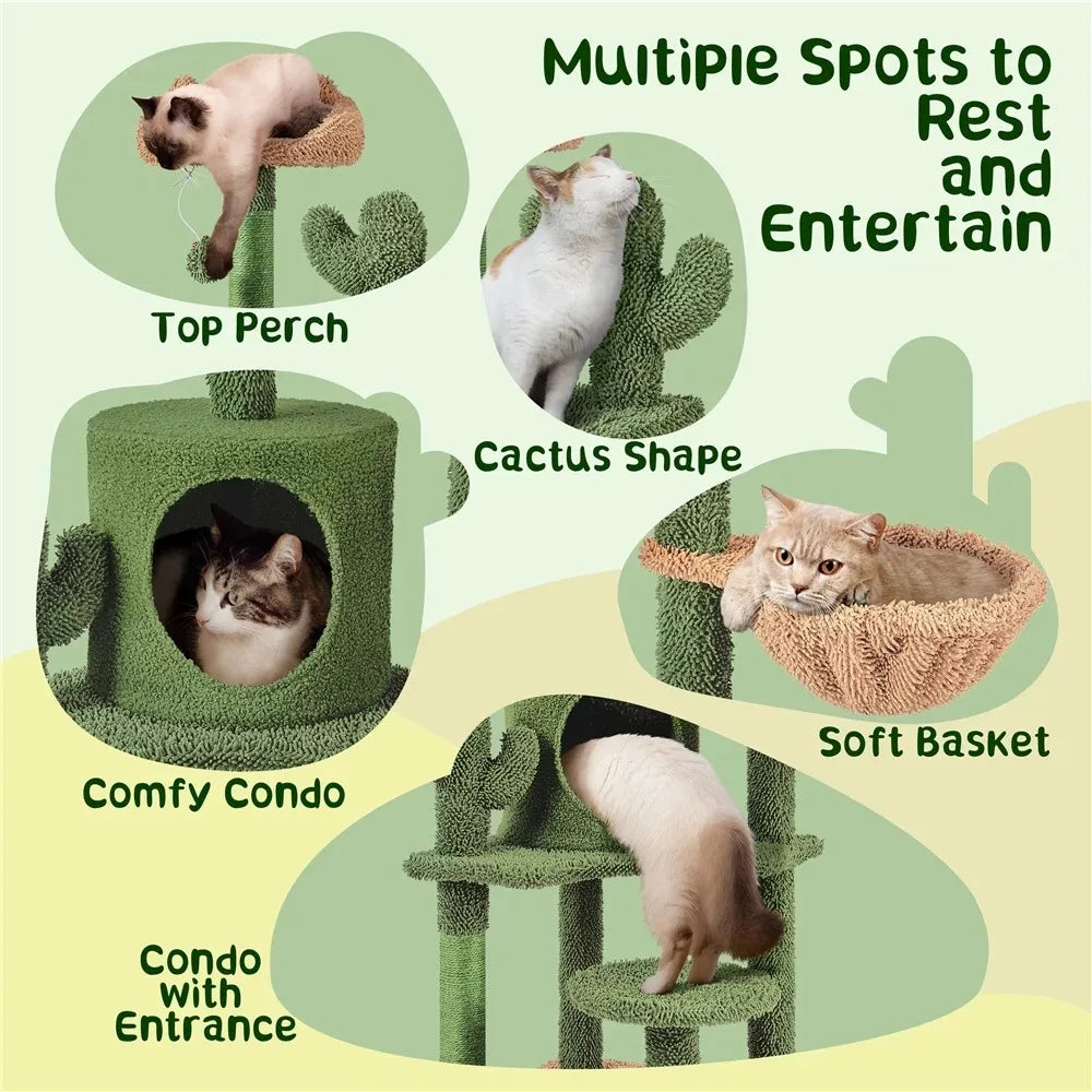 Bed Cats Cat Cactus Tree with Padded Perch House for Cats Accessories Scraper Supplies Pet Products Home Garden Free Delivery