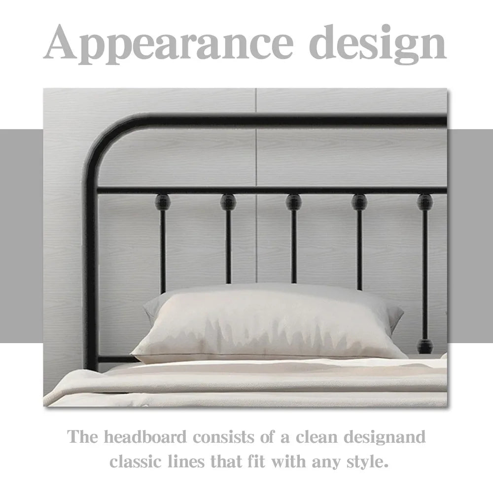 Twin Bed Frame 18 Inch Metal Headboard Bed Frame, No Spring Box Required, Silent Design, Easy Assembly, Black