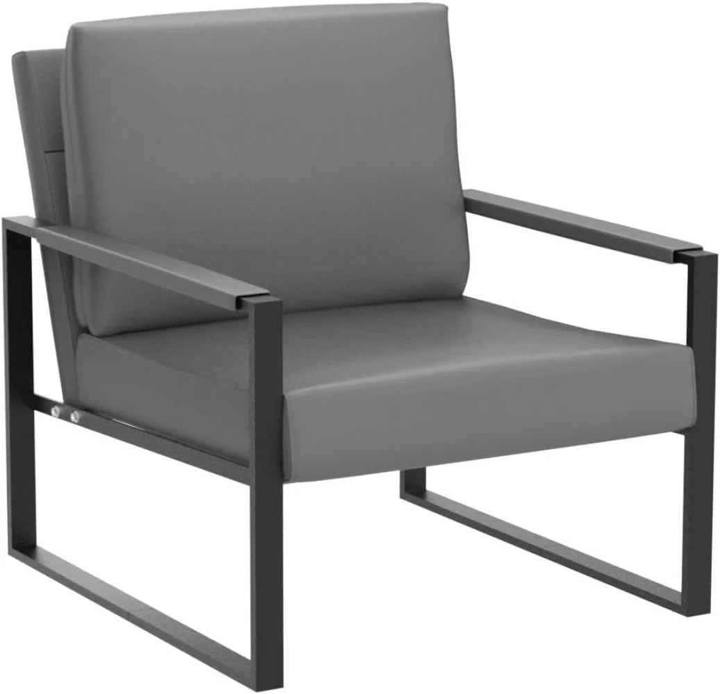 Modern PU Leather Accent Chair Arm Chair with Extra-Thick Padded Backrest and Seat Cushion Sofa Chairs for Living Room Bedroom