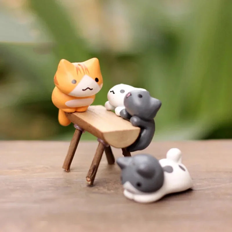 6 Pcs/Set Cartoon Lucky Cat Home Garden Bonsai Decorations Miniatures Gift Lovely Micro Landscape Kitten Miniature Craft
