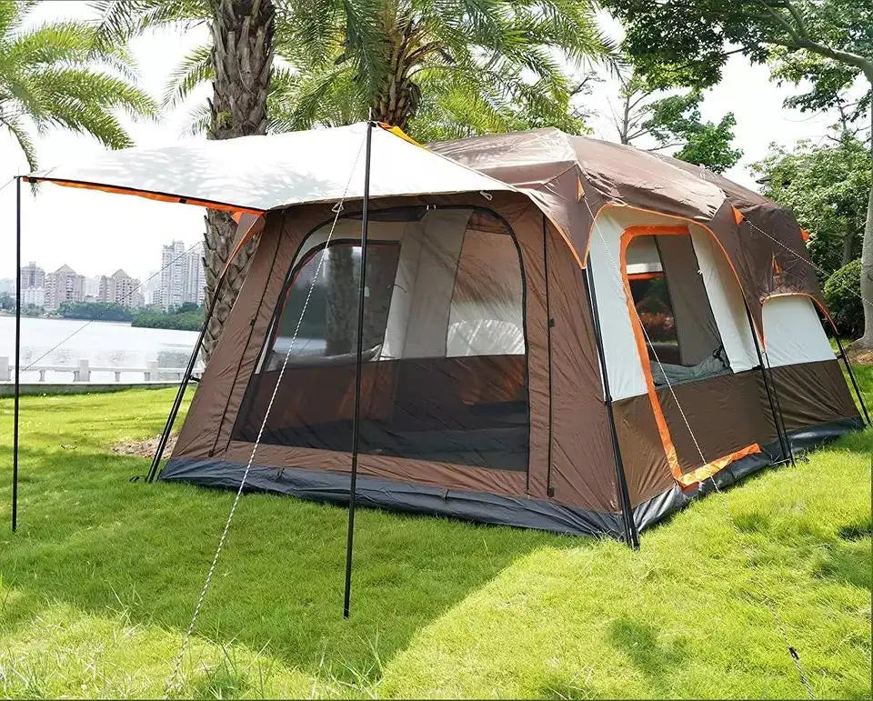 Large Luxury Double Layer 2 Rooms 1 Living Room Family Camping Outdoor Waterproof Tent Gazebo