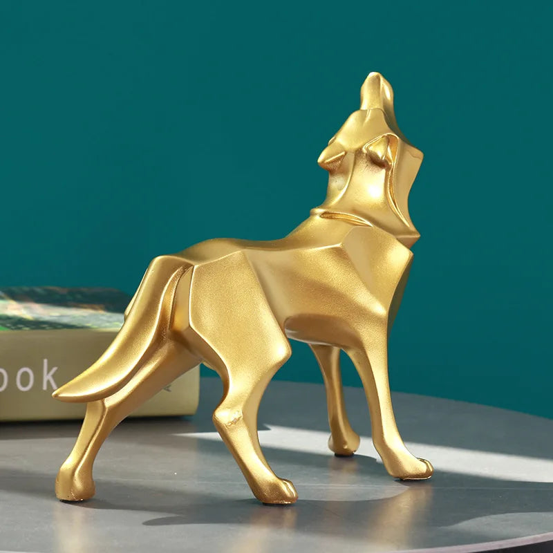 Abstract Wolf Statue Resin Geometric Wolf Statue Resin Sculpture Modern Home Decor Office Living Room Desktop Decor Crafts