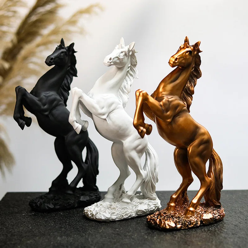 Gold, White, Black Resin Horse Statue, Home Decor, Craft Decorations for Office Bedroom Living Room, Horse Sculpture, Great Gift