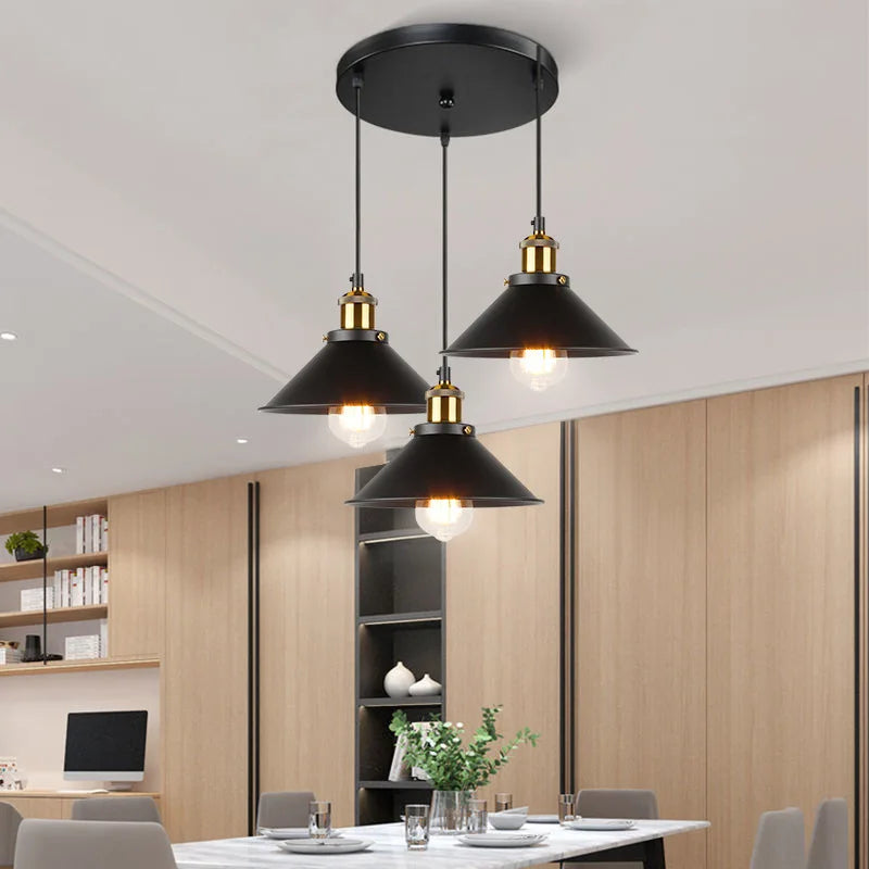Retro Attic Wrought Iron Little Black Umbrella Ceiling Chandelier E27 Bedroom Kitchen Dining Room Living Room Indoor Lighting