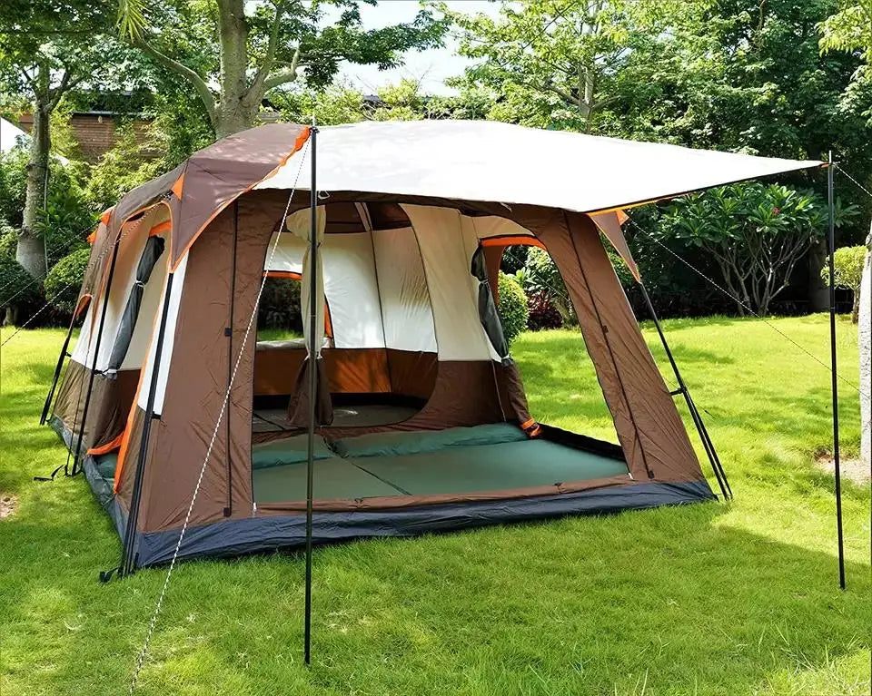 Large Luxury Double Layer 2 Rooms 1 Living Room Family Camping Outdoor Waterproof Tent Gazebo