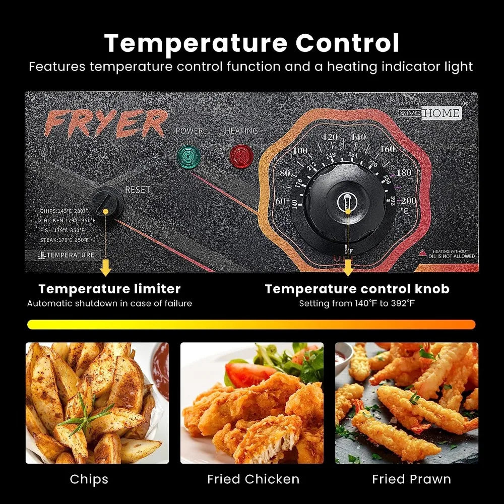 110V 20.7 Qt Commercial Electric Deep Fryer with 2 x 6.35 QT Removable Baskets, Overheat Protection