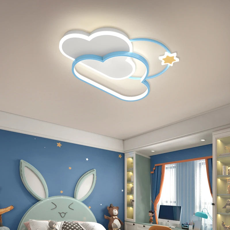 Dimmable Cloud light celing Lamp kids bedroom ceiling light girls Pink Chandelier Children Boys Baby room decor plafonnier led