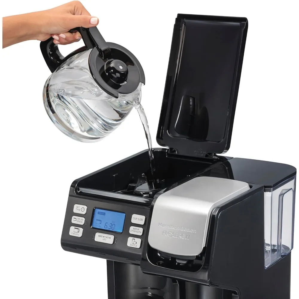 Coffee Maker, Compatible with K-Cup Pods or Grounds, Combo, Single Serve & Full 12c Pot, Black - Fast Brewing