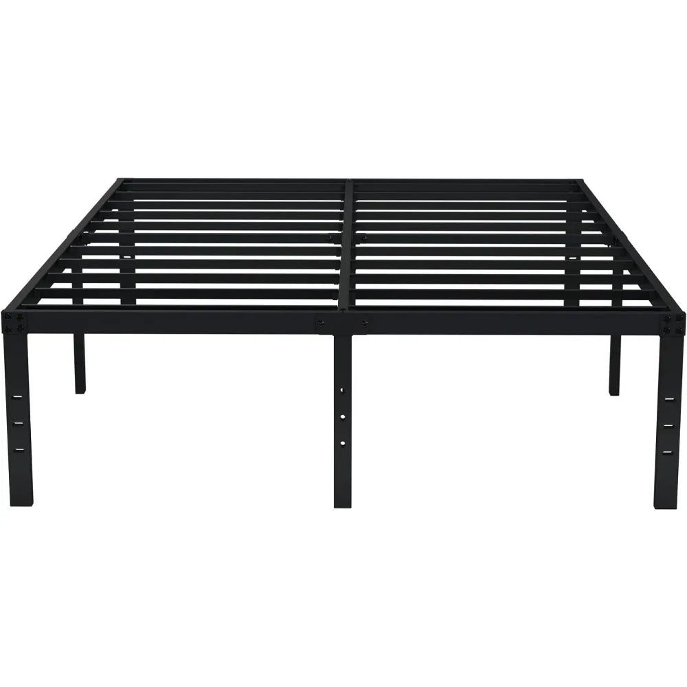 Queen Bed Frame No Box Spring Needed 18 Inch Heavy Duty Metal Tall Platform Frame Size with Large Storage Space,Black Beds
