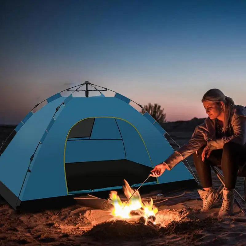 Outdoor Double Layers Pop Up Tent Quick Automatic Opening Beach Camping Tents 2 Person Waterproof Tent Travel Accessories