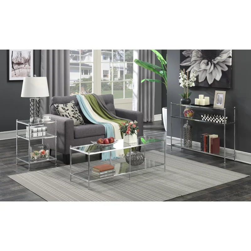 Convenience Concepts Royal Crest Coffee Table, Chrome/Glass coffee table furniture