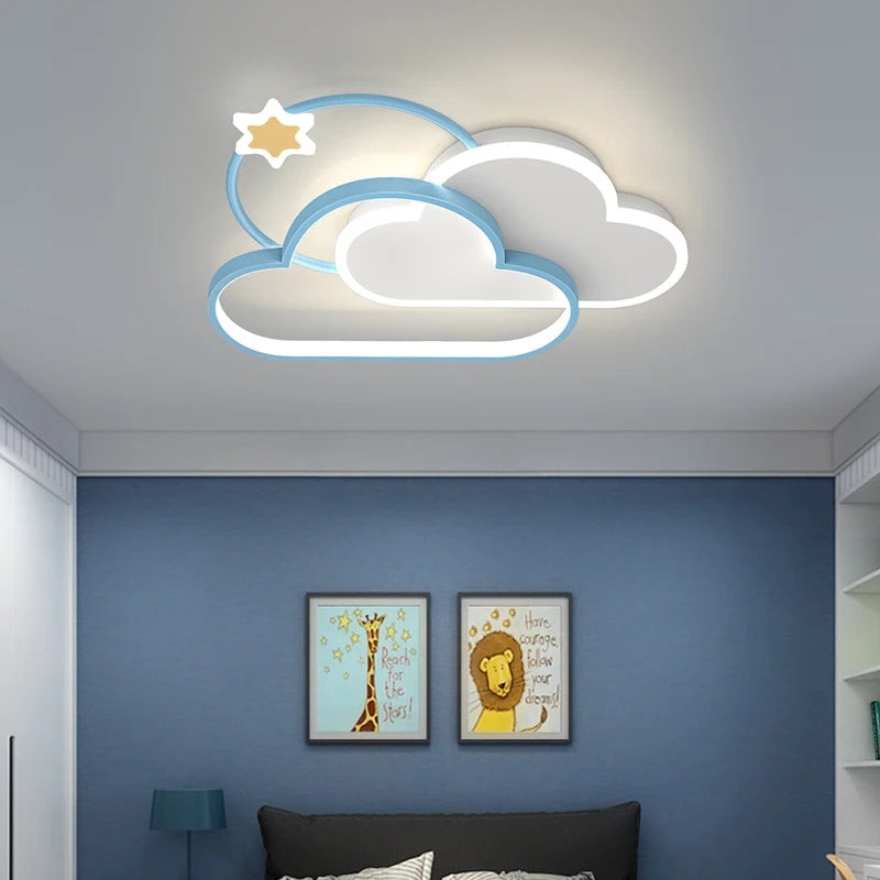 Dimmable Cloud light celing Lamp kids bedroom ceiling light girls Pink Chandelier Children Boys Baby room decor plafonnier led