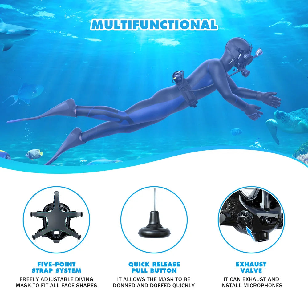 Smaco Adult Scuba Diving Mask Full Face Anti Fog Snorkeling Mask Swimming Goggles Snorkeling Gear Freediving Snorkel Swimming