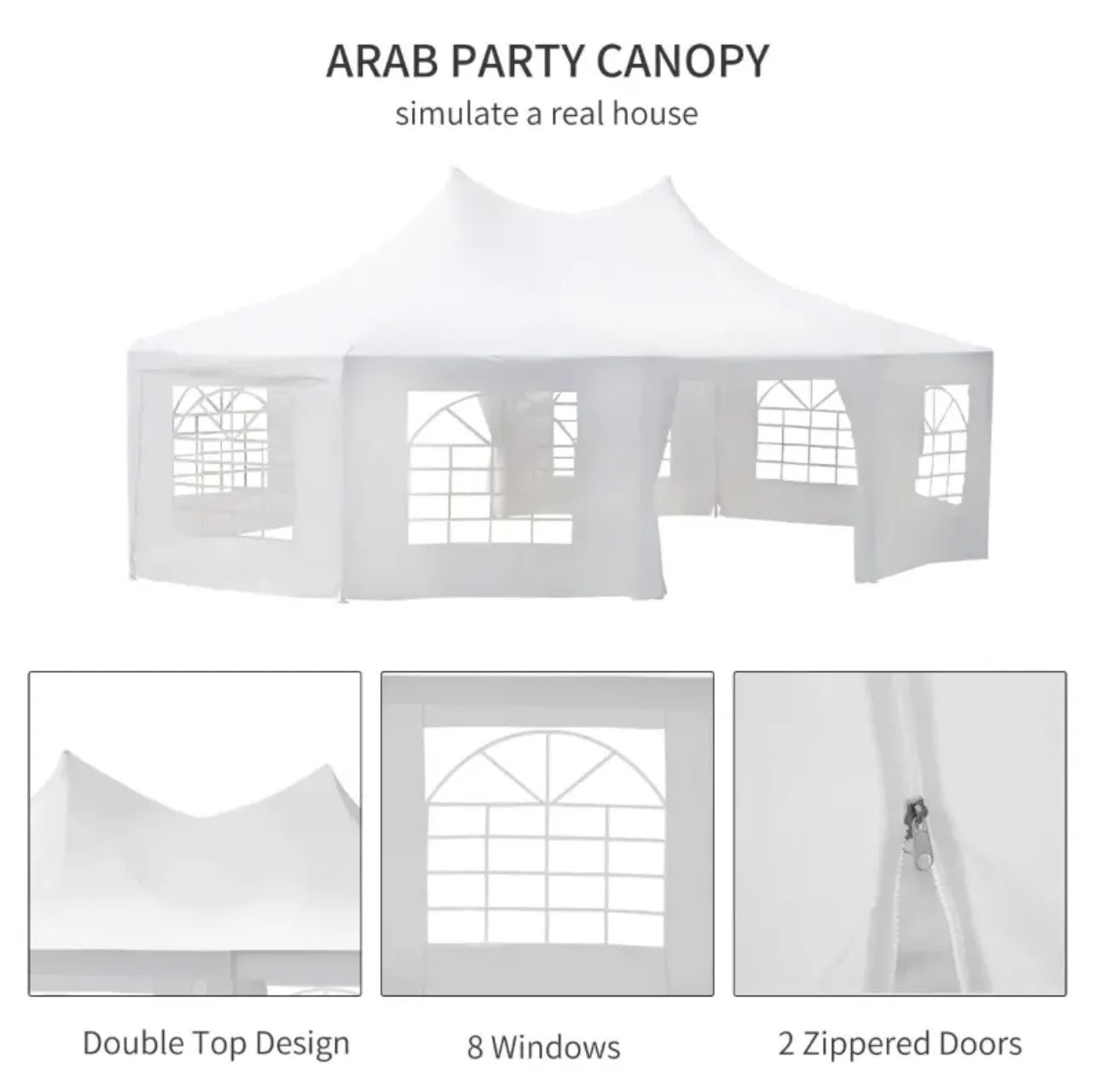 29' x 21' Round Wedding Tent Party Reception Gazebo Canopy Tent - 10 Wall Panel White Large Awning