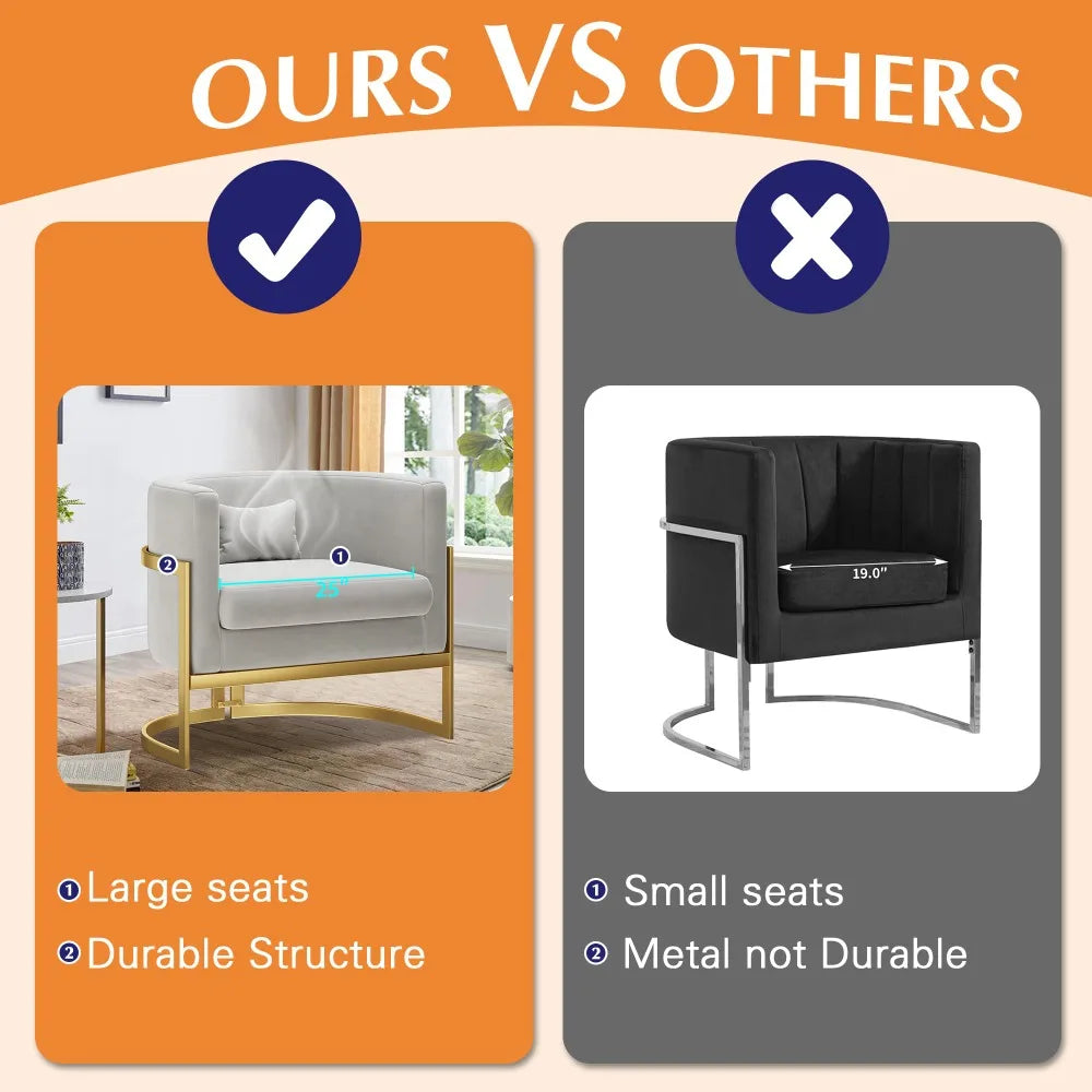 2024 Modern Velvet Barrel Accent Chair Living Room Chairs, Upholstered Armchair Lounge Chair Mid Century Tub Bucket Club Chair