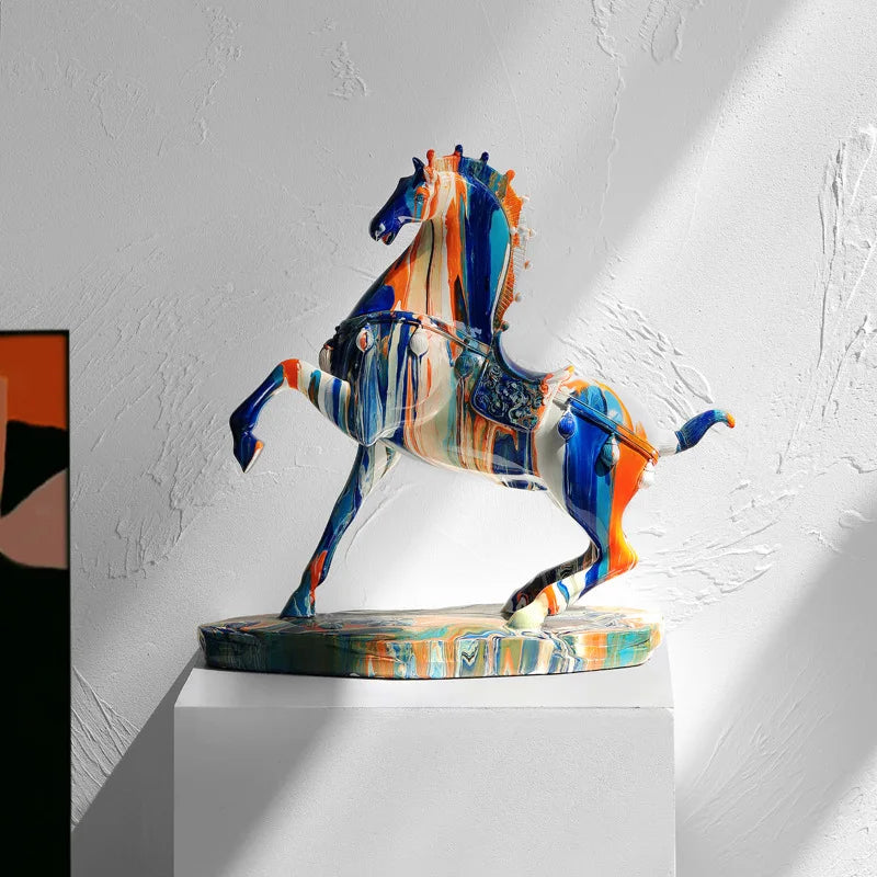 Art Colorful Bull Sculpture Resin Animal Statue Modern Art Graffiti Home Living Room Decor Desk Aesthetics Room Decor Gift