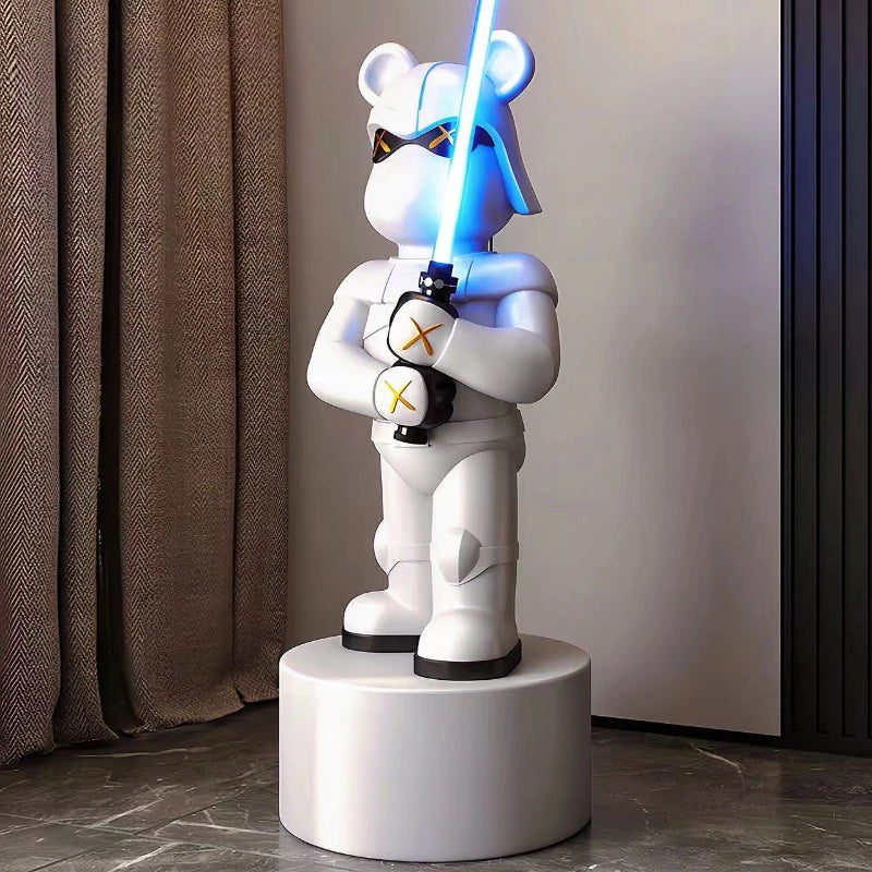 114cm High Lightsaber Bear Floor-standing Ornament, Living Room Home Decoration, Large Trendy Handheld Office Ornament